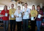 EKSL 2011 bowlingu MV medalistid vasakult: T. Betlem, A. Tiesel, H. Püss, M. Püss, H. Haga, E. Jõgi